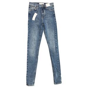 Topshop Tall Skinny Jeans W26 L36‎ Blue Jamie High Rise Stretch Denim